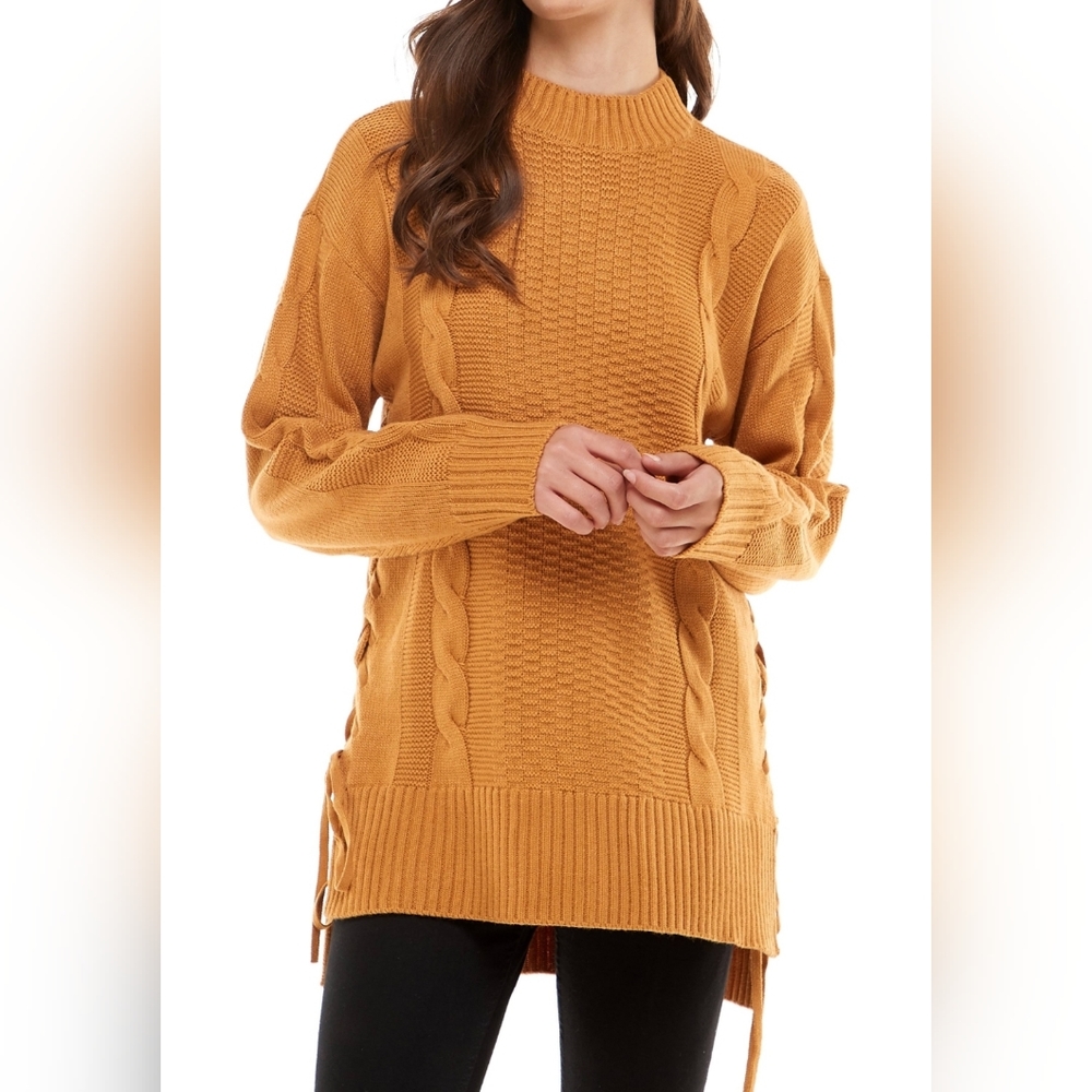 Women’s Mustard Cable Knit Sweater Tunic